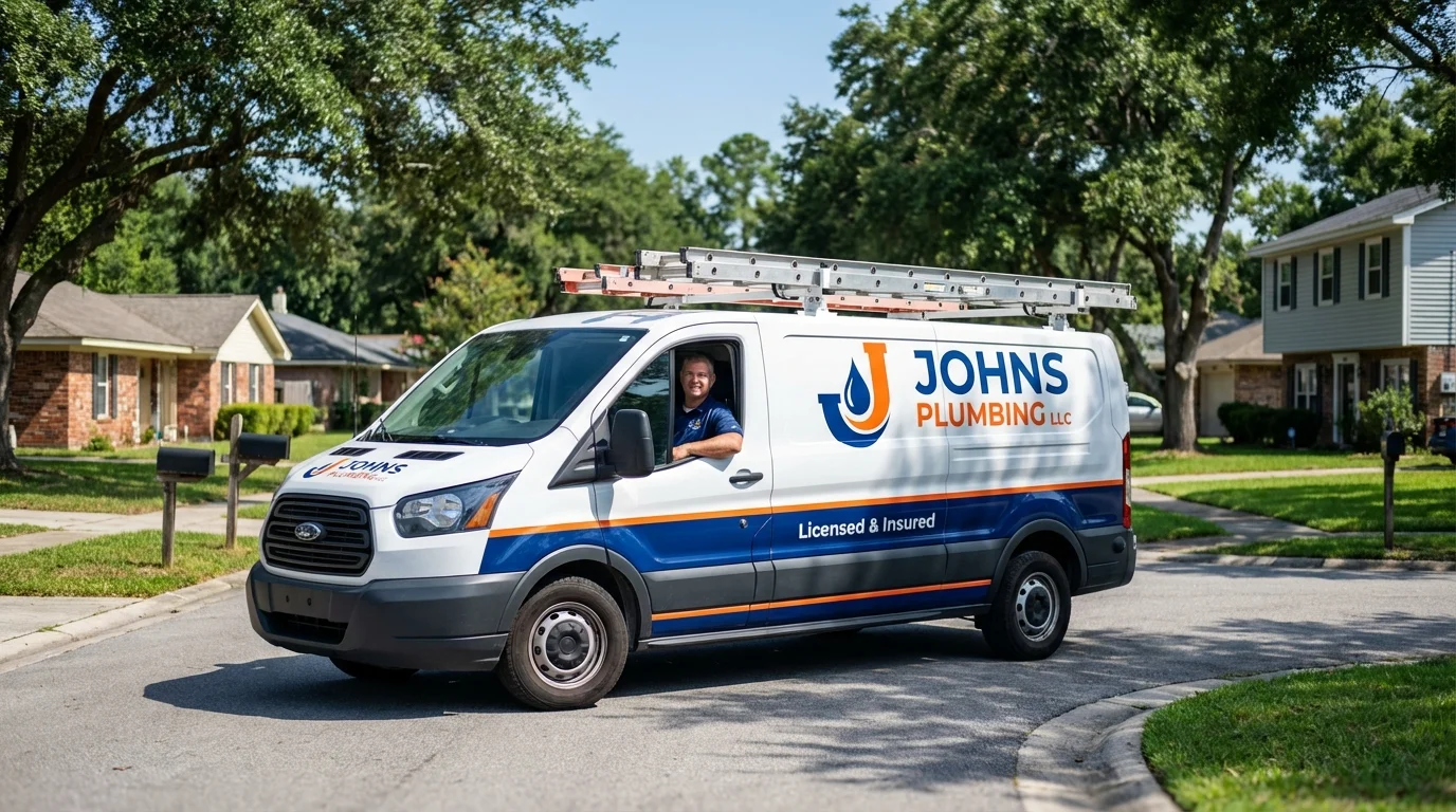 Johns Plumbing LLC service van in Parkersburg, IA