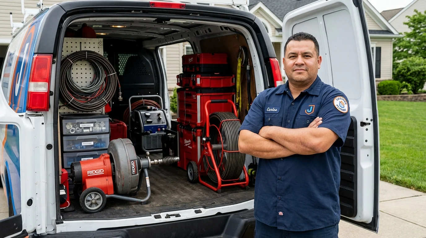 Professional drain cleaning equipment and Johns Plumbing LLC plumber in Parkersburg