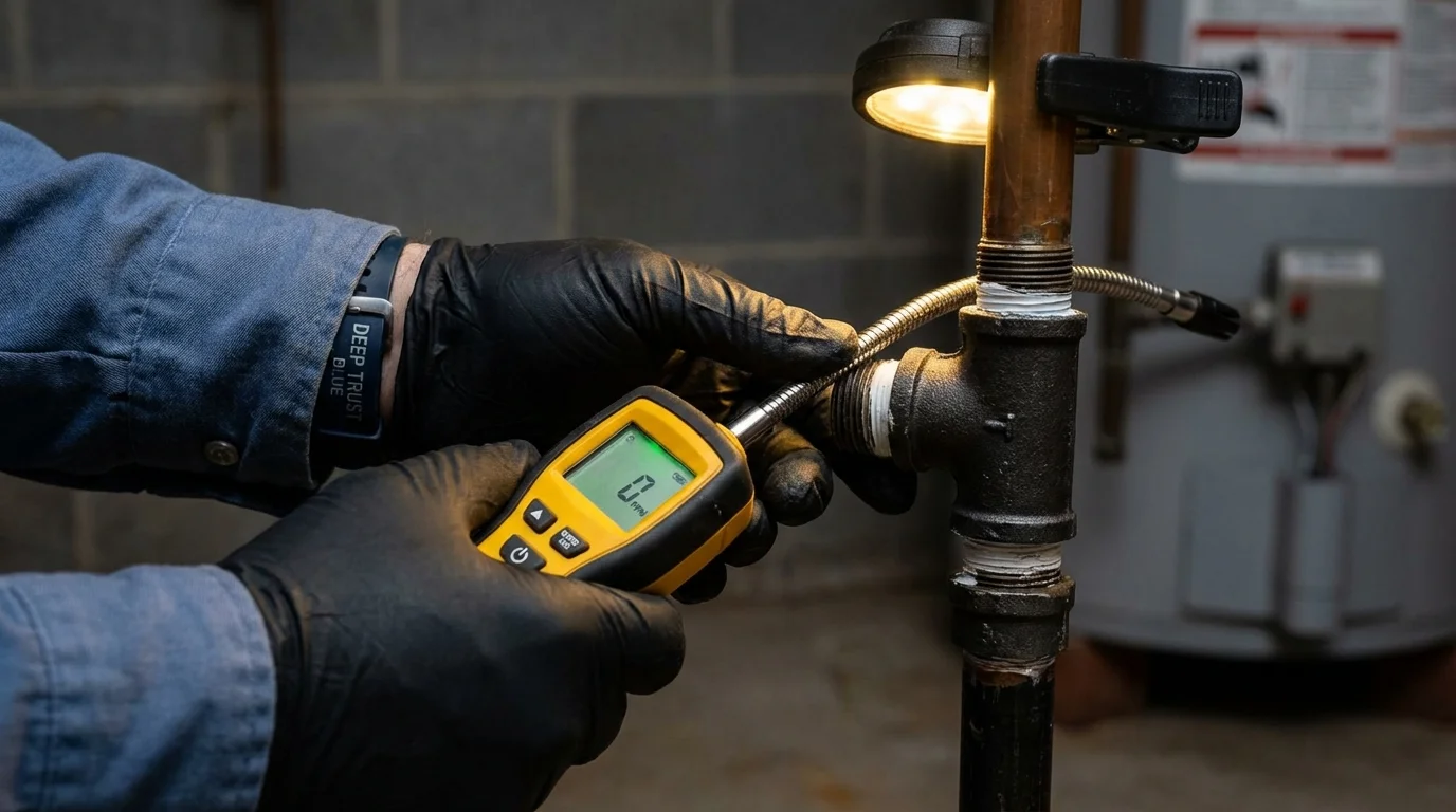 Gas leak detection with electronic sniffer by Johns Plumbing LLC in Parkersburg